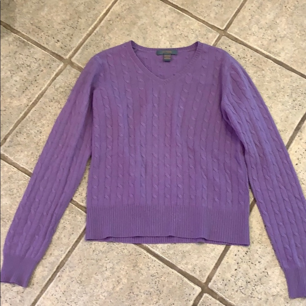Purple 100% Cashmere V Neck Sweater